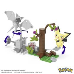 MEGA BLOKS HPB59 POKÉMON PIKACHU bộ đồ chơi xếp lắp ráp ghép mô hình Movie & Game POKÉMON PICHU'S FOREST FORAGE Phim Và Trò Chơi 84 khối