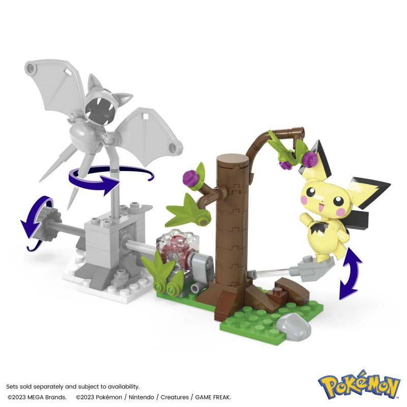 MEGA BLOKS HPB59 POKÉMON PIKACHU bộ đồ chơi xếp lắp ráp ghép mô hình Movie & Game POKÉMON PICHU'S FOREST FORAGE Phim Và Trò Chơi 84 khối