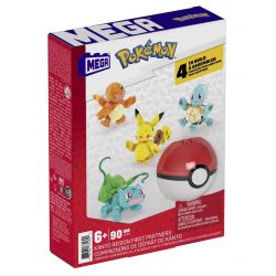 MEGA BLOKS GCN21 POKÉMON PIKACHU BULBASAUR SQUIRTLE CHARMANDER bộ đồ chơi xếp lắp ráp ghép mô hình Movie & Game POKÉMON KANTO REGION FIRST PARTNERS Phim Và Trò Chơi 90 khối