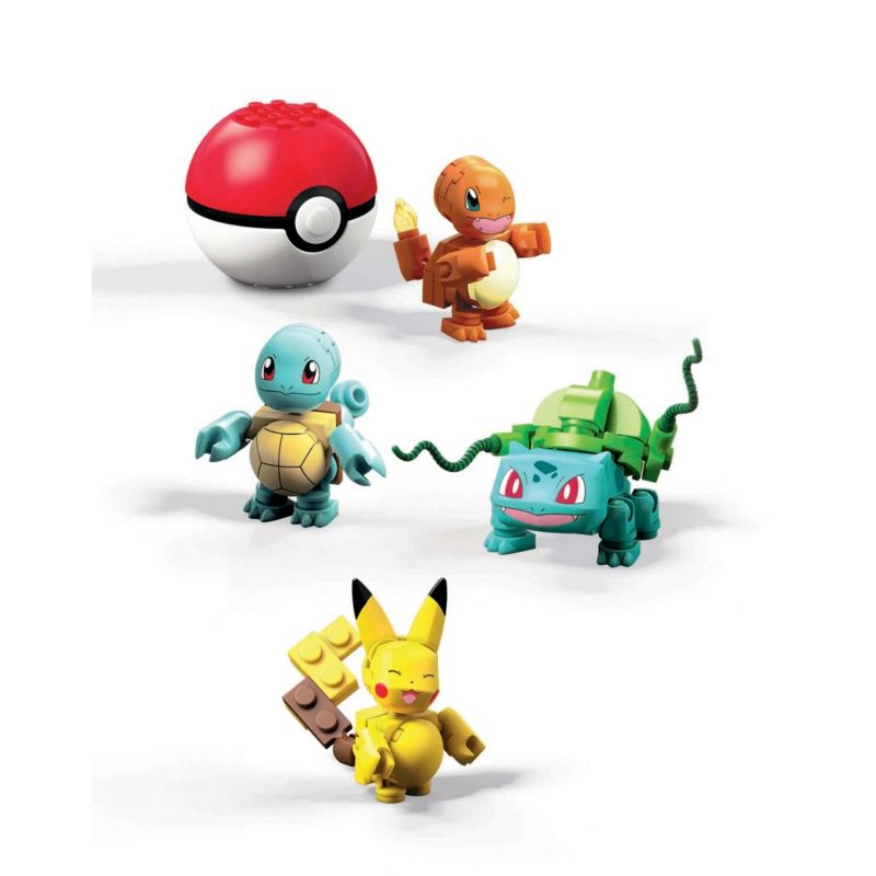 MEGA BLOKS GCN21 POKÉMON PIKACHU BULBASAUR SQUIRTLE CHARMANDER bộ đồ chơi xếp lắp ráp ghép mô hình Movie & Game POKÉMON KANTO REGION FIRST PARTNERS Phim Và Trò Chơi 90 khối