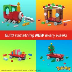 MEGA BLOKS HHP69 POKÉMON CHUYẾN TÀU NGHỈ LỄ bộ đồ chơi xếp lắp ráp ghép mô hình Creator POKÉMON HOLIDAY TRAIN Sáng Tạo 373 khối