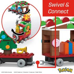 MEGA BLOKS HHP69 POKÉMON CHUYẾN TÀU NGHỈ LỄ bộ đồ chơi xếp lắp ráp ghép mô hình Creator POKÉMON HOLIDAY TRAIN Sáng Tạo 373 khối