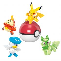 MEGA BLOKS HPX92 POKÉMON VÙNG PADIA PIKACHU TEAL MEOWTH VÀ CÁ SẤU bộ đồ chơi xếp lắp ráp ghép mô hình Movie & Game POKÉMON PALDEA REGION TEAM Phim Và Trò Chơi 79 khối