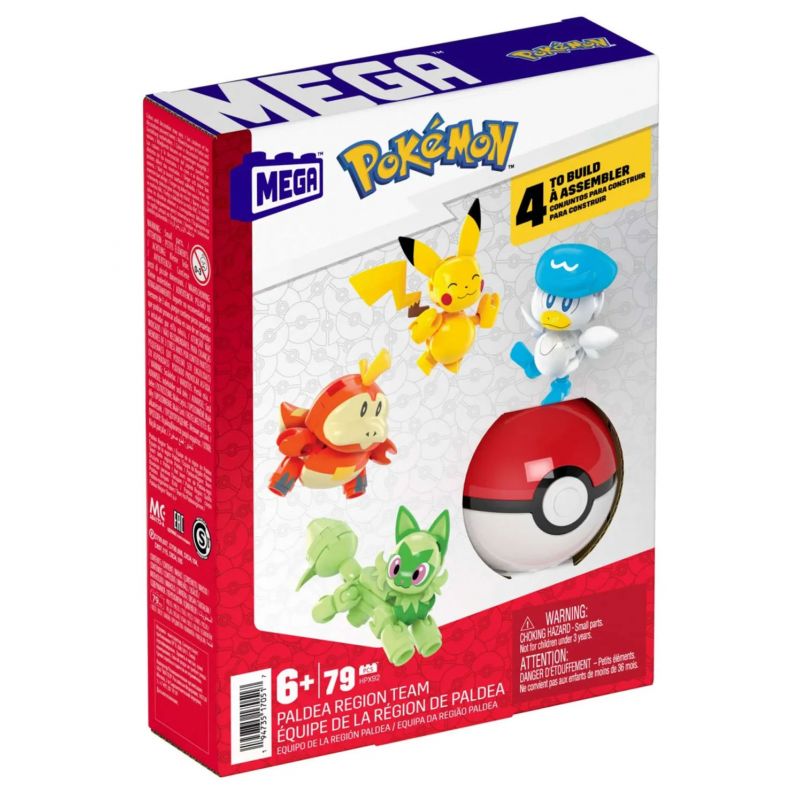 MEGA BLOKS HPX92 POKÉMON VÙNG PADIA PIKACHU TEAL MEOWTH VÀ CÁ SẤU bộ đồ chơi xếp lắp ráp ghép mô hình Movie & Game POKÉMON PALDEA REGION TEAM Phim Và Trò Chơi 79 khối