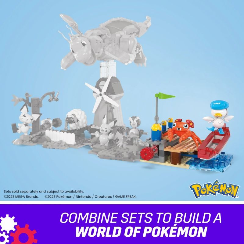 MEGA BLOKS HRL52 POKÉMON TEAL VÀ PARAS bộ đồ chơi xếp lắp ráp ghép mô hình Movie & Game POKÉMON QUAXLY AND PARAS'S SEA SPLASH Phim Và Trò Chơi 188 khối