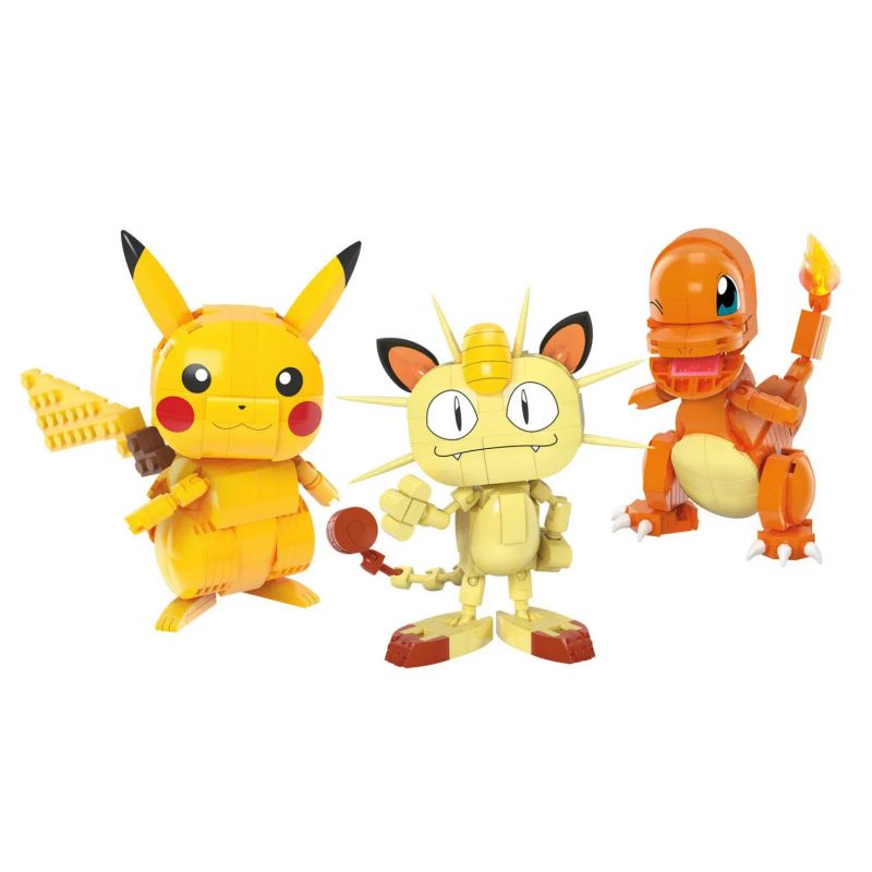 MEGA BLOKS HPF94 POKÉMON ĐỘI BA NGƯỜI VÙNG KANTO PIKACHU CHARMANDER MEOWTH bộ đồ chơi xếp lắp ráp ghép mô hình Movie & Game POKÉMON BUILD & SHOW KANTO REGION TRIO Phim Và Trò Chơi 529 khối
