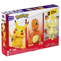 MEGA BLOKS HPF94 POKÉMON ĐỘI BA NGƯỜI VÙNG KANTO PIKACHU CHARMANDER MEOWTH bộ đồ chơi xếp lắp ráp ghép mô hình Movie & Game POKÉMON BUILD & SHOW KANTO REGION TRIO Phim Và Trò Chơi 529 khối