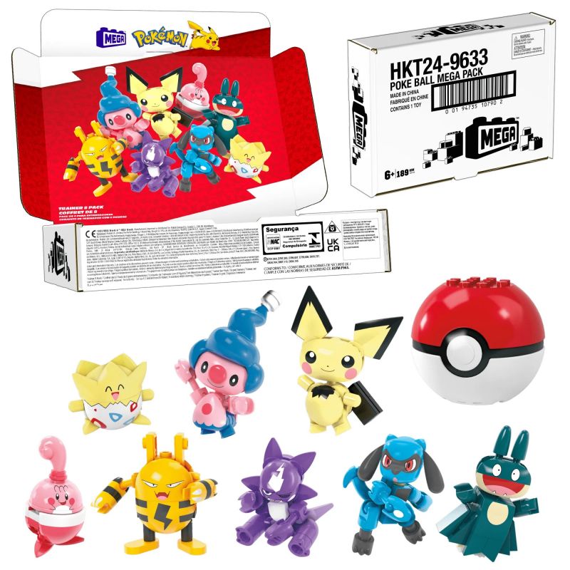 MEGA BLOKS HKT24 POKÉMON BÓNG 8 LOẠI bộ đồ chơi xếp lắp ráp ghép mô hình Movie & Game POKÉMON TRAINER 8 PACK Phim Và Trò Chơi 189 khối
