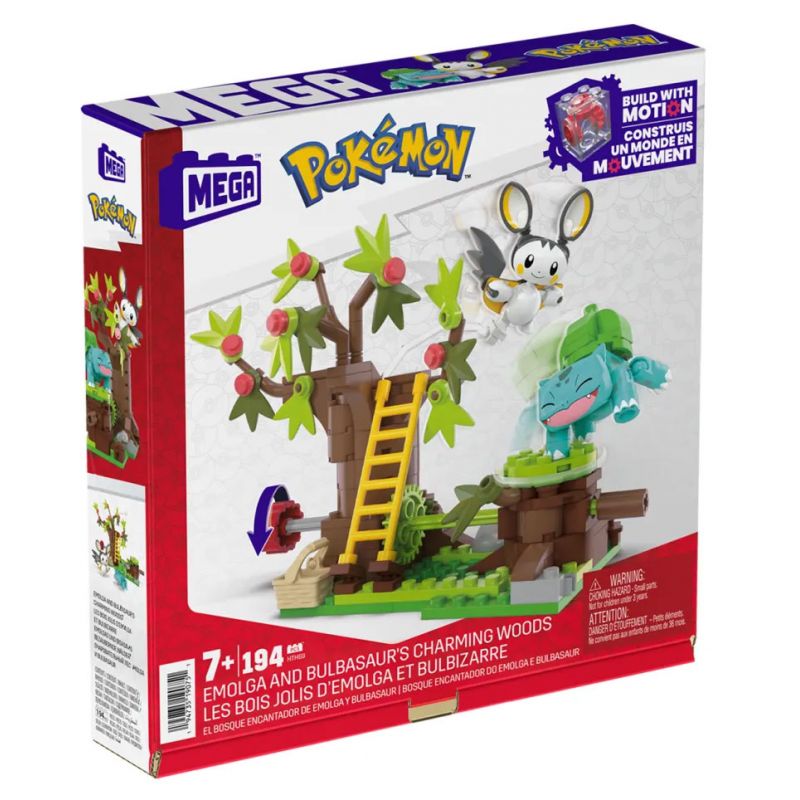 MEGA BLOKS HTH69 POKÉMON ELECTABUZZ VÀ BULBASAUR bộ đồ chơi xếp lắp ráp ghép mô hình Movie & Game POKÉMON EMOLGA AND BULBASAUR'S CHARMING WOODS Phim Và Trò Chơi 194 khối