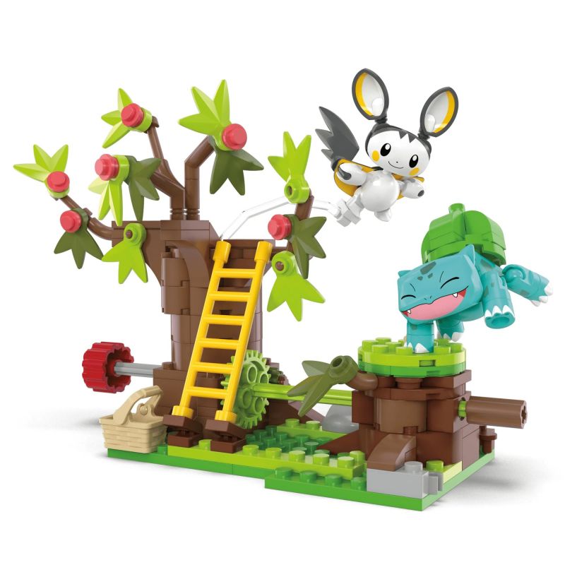 MEGA BLOKS HTH69 POKÉMON ELECTABUZZ VÀ BULBASAUR bộ đồ chơi xếp lắp ráp ghép mô hình Movie & Game POKÉMON EMOLGA AND BULBASAUR'S CHARMING WOODS Phim Và Trò Chơi 194 khối