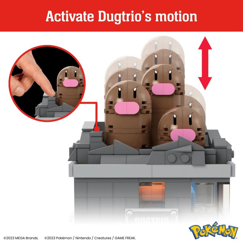 MEGA BLOKS HTH73 POKÉMON BA CON CHUỘT NĂNG ĐỘNG bộ đồ chơi xếp lắp ráp ghép mô hình Movie & Game POKÉMON MINI MOTION DUGTRIO Phim Và Trò Chơi 350 khối
