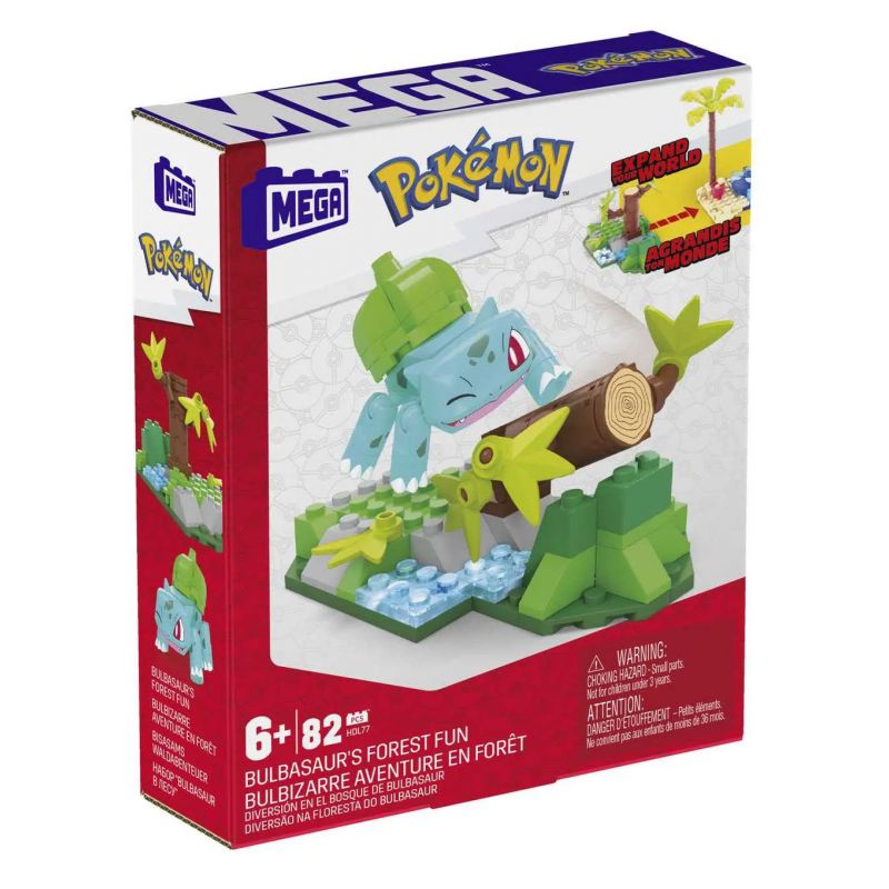 MEGA BLOKS HDL77 POKÉMON BÓNG ĐÈN bộ đồ chơi xếp lắp ráp ghép mô hình Movie & Game POKÉMON BULBASAUR'S FOREST FUN Phim Và Trò Chơi 82 khối