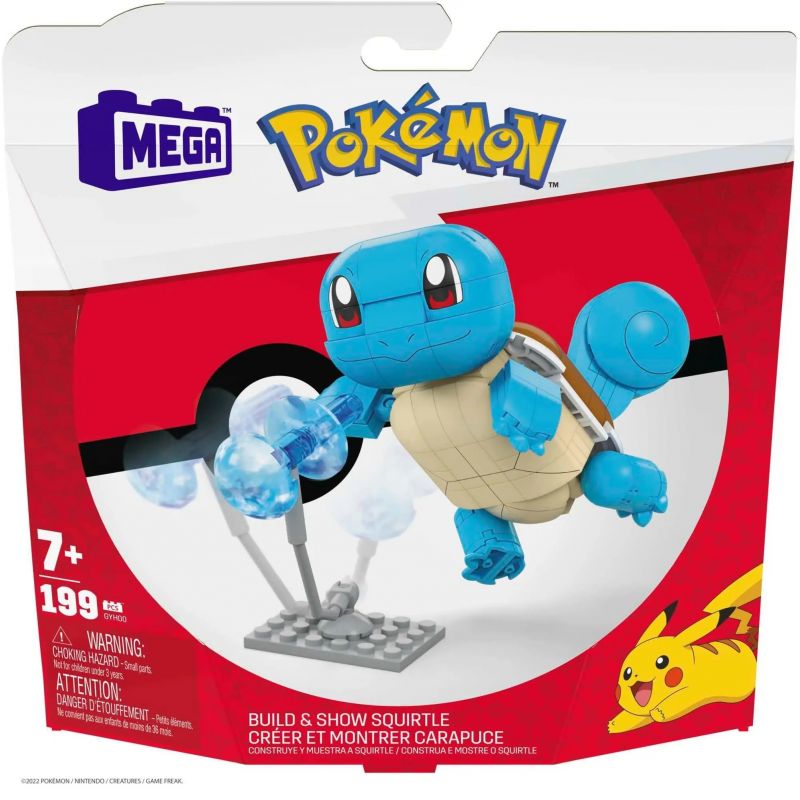 MEGA BLOKS GYH00 POKÉMON SQUIRTLE bộ đồ chơi xếp lắp ráp ghép mô hình Movie & Game POKÉMON BUILD & SHOW SQUIRTLE Phim Và Trò Chơi 199 khối