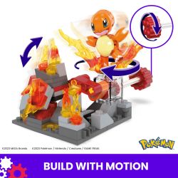 MEGA BLOKS HTH86 POKÉMON CHARMANDER BEYBLADE bộ đồ chơi xếp lắp ráp ghép mô hình Movie & Game POKÉMON CHARMANDER'S FIRE-TYPE SPIN Phim Và Trò Chơi 81 khối