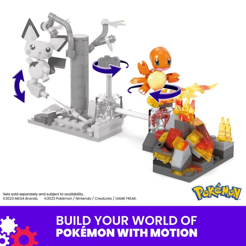 MEGA BLOKS HTH86 POKÉMON CHARMANDER BEYBLADE bộ đồ chơi xếp lắp ráp ghép mô hình Movie & Game POKÉMON CHARMANDER'S FIRE-TYPE SPIN Phim Và Trò Chơi 81 khối