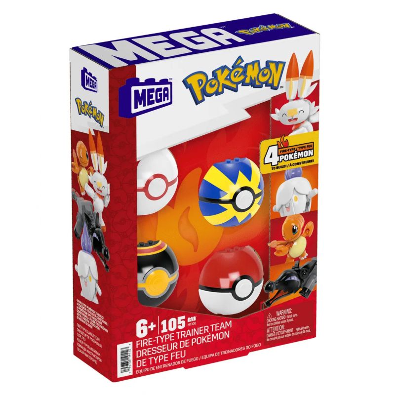 MEGA BLOKS HTJ06 POKÉMON ĐỘI HỆ LỬA bộ đồ chơi xếp lắp ráp ghép mô hình Movie & Game POKÉMON FIRE-TYPE TRAINER TEAM Phim Và Trò Chơi 105 khối