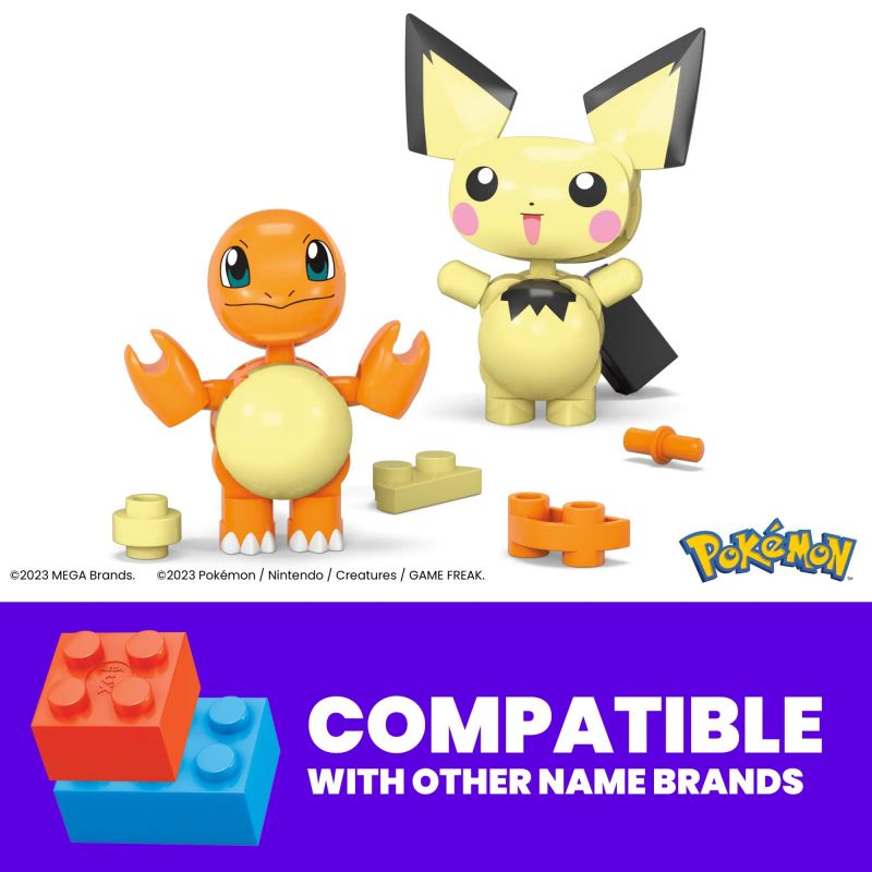 MEGA BLOKS HXP13 POKÉMON CHARMANDER VÀ PICHU bộ đồ chơi xếp lắp ráp ghép mô hình Movie & Game POKÉMON CHARMANDER & PICHU Phim Và Trò Chơi 40 khối