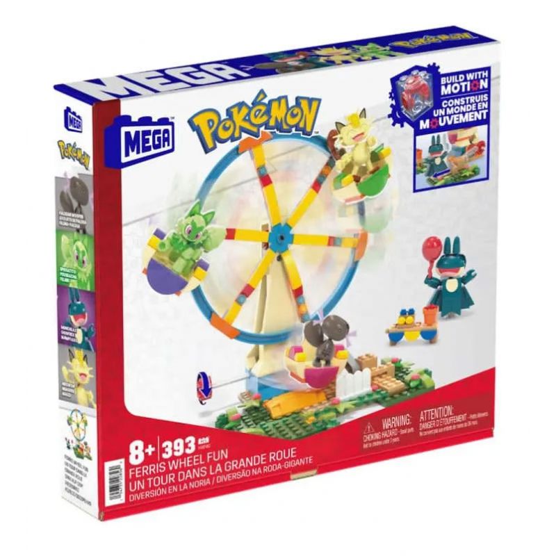 MEGA BLOKS HXF80 POKÉMON VÒNG ĐU QUAY bộ đồ chơi xếp lắp ráp ghép mô hình Movie & Game POKÉMON FERRIS WHEEL FUN Phim Và Trò Chơi 393 khối