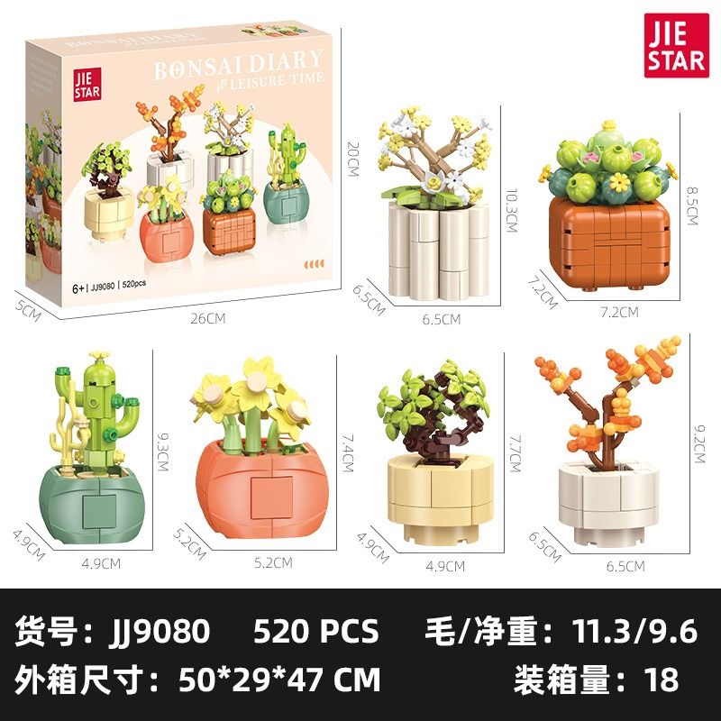 JIESTAR JJ9080 9080 NHẬT KÝ CÂY CẢNH bộ đồ chơi xếp lắp ráp ghép mô hình Creator BONSAI DIARY LEISURE TIME Sáng Tạo 520 khối