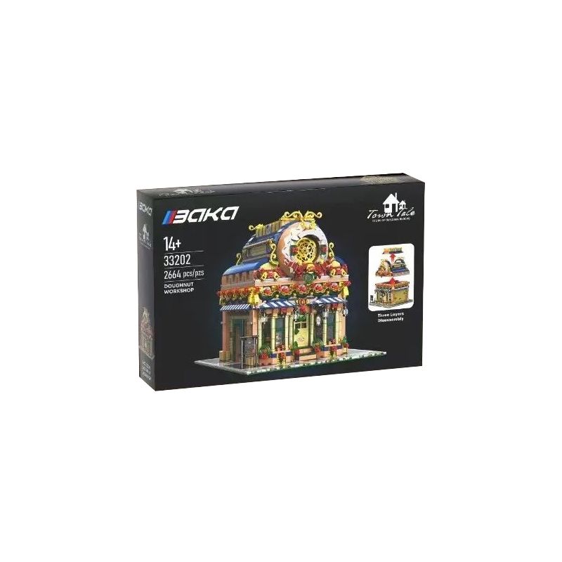 BAKA TECHNOLOGY 33202 XƯỞNG BÁNH RÁN bộ đồ chơi xếp lắp ráp ghép mô hình Creator DONUT DESSERT WORKSHOP Sáng Tạo 3945 khối