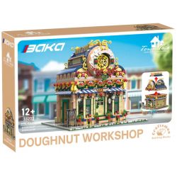 BAKA TECHNOLOGY 33202 XƯỞNG BÁNH RÁN bộ đồ chơi xếp lắp ráp ghép mô hình Creator DONUT DESSERT WORKSHOP Sáng Tạo 3945 khối