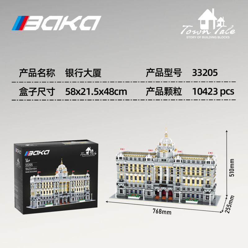 BAKA TECHNOLOGY 33205 TÒA NHÀ NGÂN HÀNG HSBC THƯỢNG HẢI bộ đồ chơi xếp lắp ráp ghép mô hình Creator SHANGHAI HSBC BANK Sáng Tạo 10423 khối