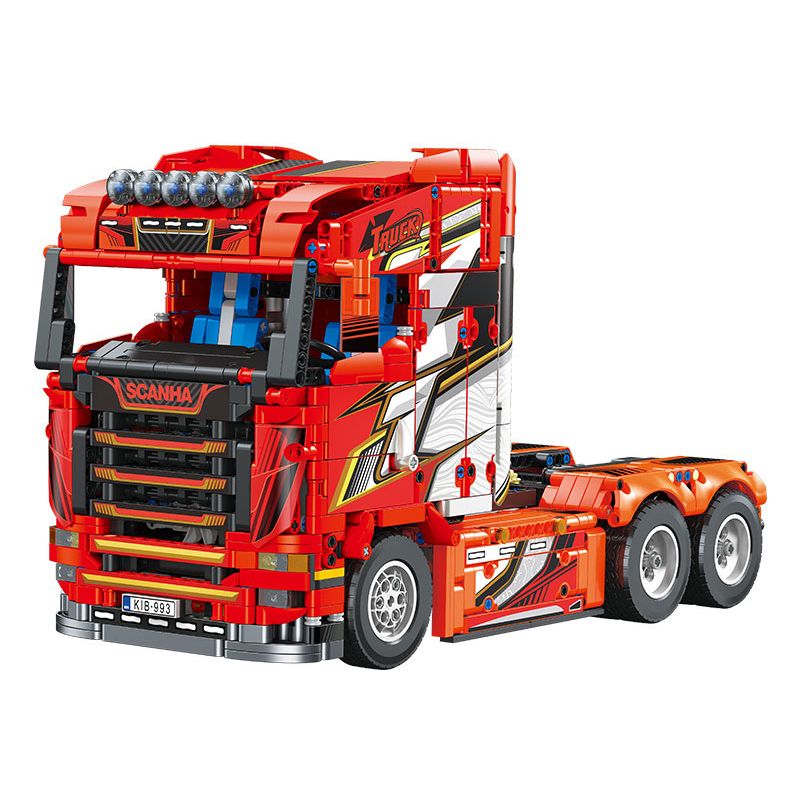  JIESTAR JJ9070 Scania Tractor Truck Xếp hình lắp ráp ghép mô hình Xe tải hạng nặng Stania