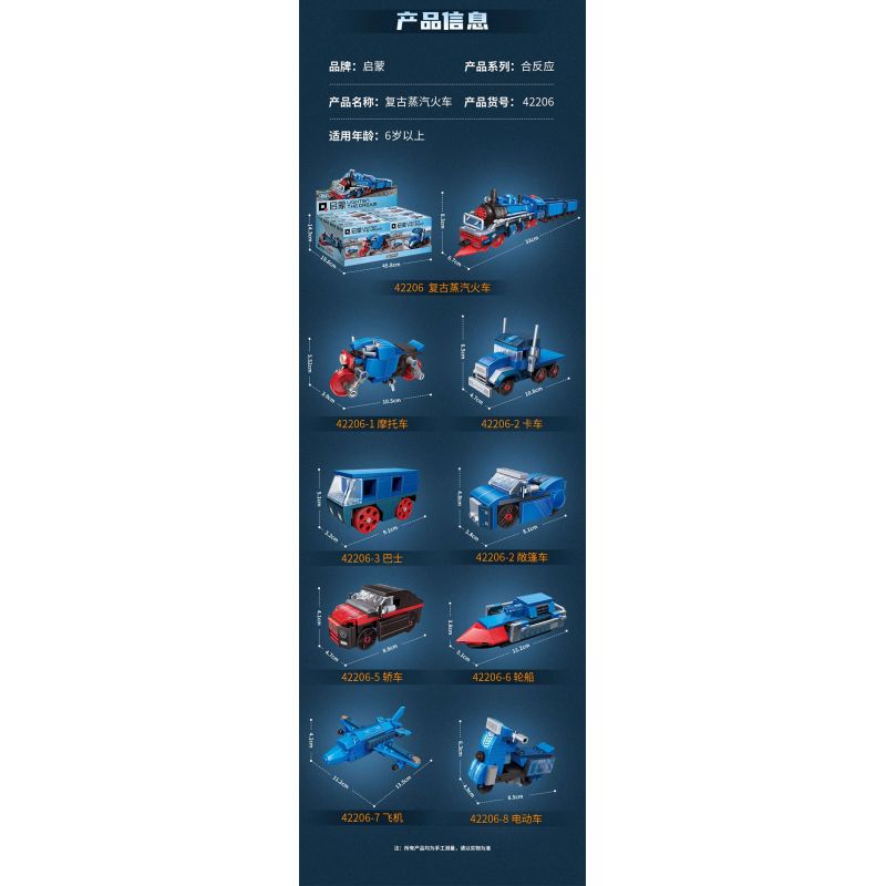 QMAN ENLIGHTEN KEEPPLEY 42206 PHẢN ỨNG KẾT HỢP TÀU HƠI NƯỚC RETRO 8 TỔ bộ đồ chơi xếp lắp ráp ghép mô hình City Thành Phố 517 khối