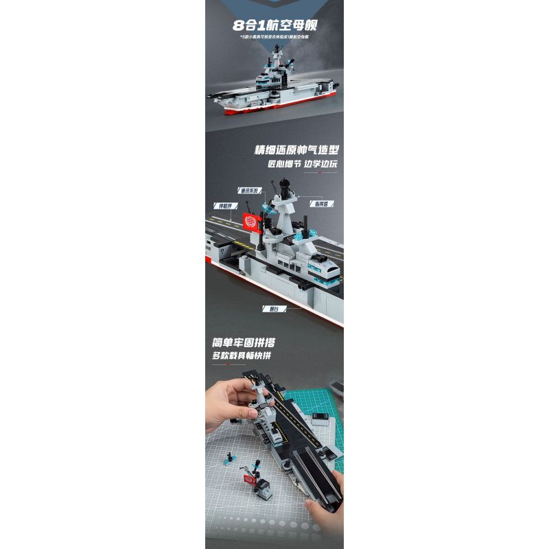 QMAN ENLIGHTEN KEEPPLEY 42205 PHẢN ỨNG KẾT HỢP TỔ 8 TÀU SÂN BAY CHẠY BẰNG NĂNG LƯỢNG HẠT NHÂN bộ đồ chơi xếp lắp ráp ghép mô hình Military Army Quân Sự Bộ Đội 572 khối