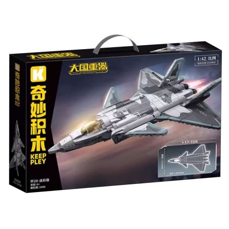 KEEPPLEY 22020 MÁY BAY CHIẾN ĐẤU PHIÊN BẢN NGỤY TRANG J-20 tỷ lệ 1:42 bộ đồ chơi xếp lắp ráp ghép mô hình Military Army Quân Sự Bộ Đội 1096 khối
