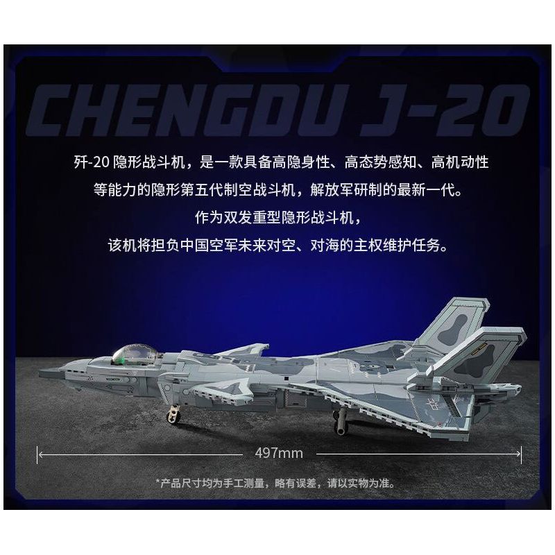 KEEPPLEY 22020 MÁY BAY CHIẾN ĐẤU PHIÊN BẢN NGỤY TRANG J-20 tỷ lệ 1:42 bộ đồ chơi xếp lắp ráp ghép mô hình Military Army Quân Sự Bộ Đội 1096 khối