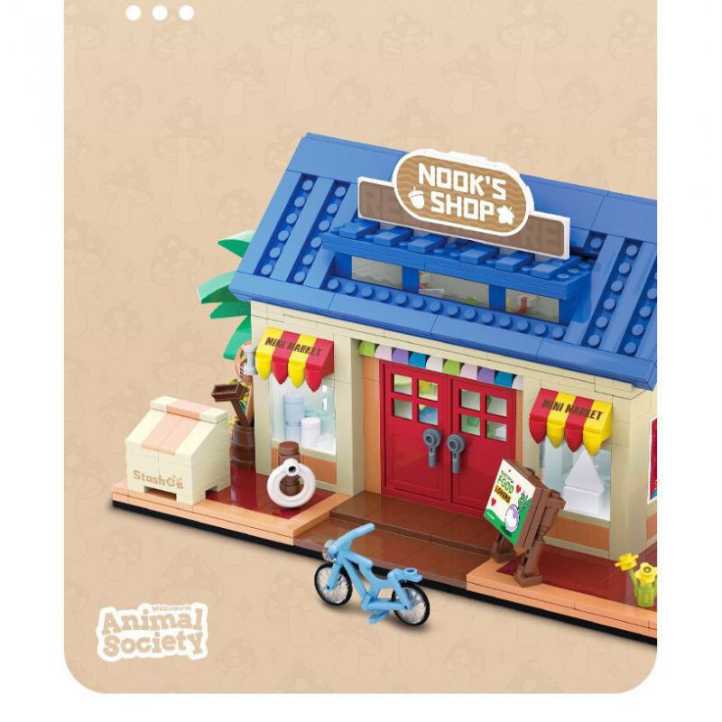 SMALL ANGLE JD034 HIỆP HỘI ĐỘNG VẬT bộ đồ chơi xếp lắp ráp ghép mô hình Movie & Game ANIMAL SOCIETY NOOK'S SHOP Phim Và Trò Chơi 840 khối