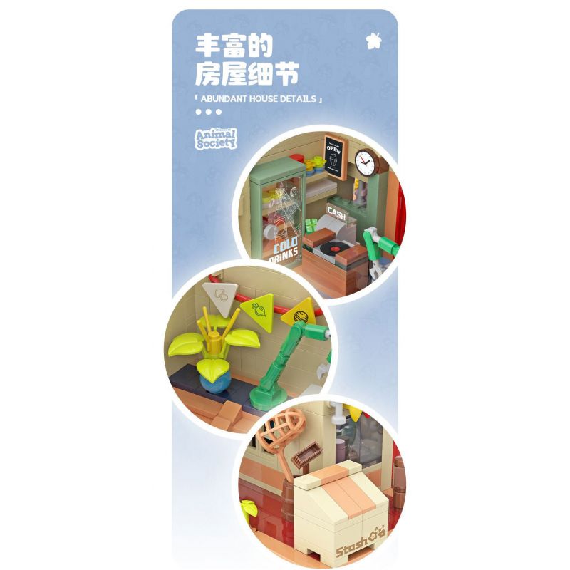 SMALL ANGLE JD034 HIỆP HỘI ĐỘNG VẬT bộ đồ chơi xếp lắp ráp ghép mô hình Movie & Game ANIMAL SOCIETY NOOK'S SHOP Phim Và Trò Chơi 840 khối