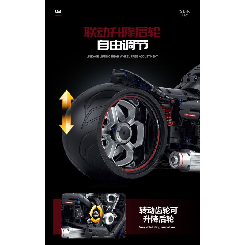 GULY 60521 XE MÁY ĐUÔI MỀM tỷ lệ 1:5 bộ đồ chơi xếp lắp ráp ghép mô hình Technic Kỹ Thuật Công Nghệ Cao Mô Hình Phương Tiện 2260 khối