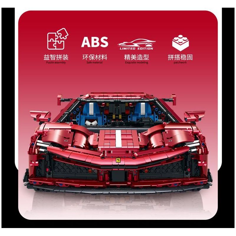 GULY 10623 XE THỂ THAO FERRARI 1:8 tỷ lệ 1:8 bộ đồ chơi xếp lắp ráp ghép mô hình Technic Kỹ Thuật Công Nghệ Cao Mô Hình Phương Tiện 3982 khối