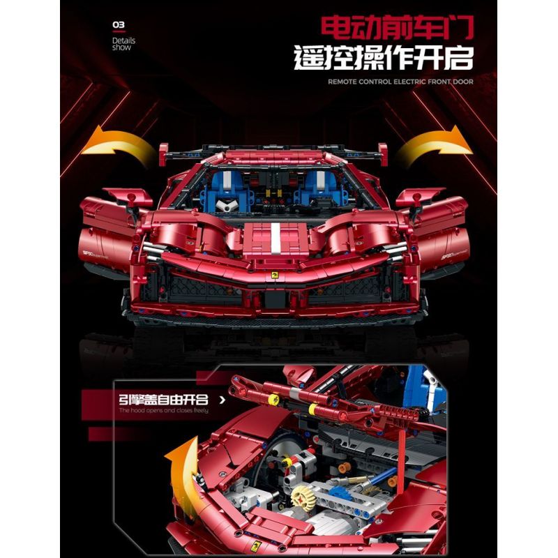 GULY 10623 XE THỂ THAO FERRARI 1:8 tỷ lệ 1:8 bộ đồ chơi xếp lắp ráp ghép mô hình Technic Kỹ Thuật Công Nghệ Cao Mô Hình Phương Tiện 3982 khối