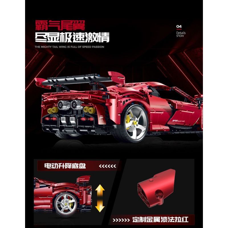 GULY 10623 XE THỂ THAO FERRARI 1:8 tỷ lệ 1:8 bộ đồ chơi xếp lắp ráp ghép mô hình Technic Kỹ Thuật Công Nghệ Cao Mô Hình Phương Tiện 3982 khối