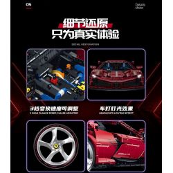 GULY 10623 XE THỂ THAO FERRARI 1:8 tỷ lệ 1:8 bộ đồ chơi xếp lắp ráp ghép mô hình Technic Kỹ Thuật Công Nghệ Cao Mô Hình Phương Tiện 3982 khối