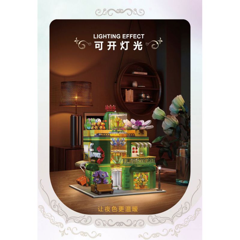 JIESTAR 89108 CHẾ ĐỘ XEM PHỐ SÁNG TẠO CỬA HÀNG THỰC VẬT MỌNG NƯỚC bộ đồ chơi xếp lắp ráp ghép mô hình POTTED PLANT SHOP 2647 khối