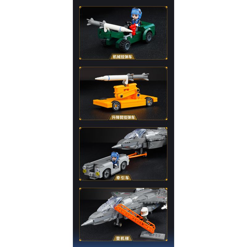 KEEPPLEY 23019 PHIÊN BẢN CƠ SỞ CỦA MÁY BAY CHIẾN ĐẤU TÀNG HÌNH J-35 tỷ lệ 1:36 bộ đồ chơi xếp lắp ráp ghép mô hình Military Army Quân Sự Bộ Đội 1877 khối