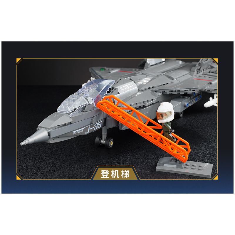 KEEPPLEY 23019 PHIÊN BẢN CƠ SỞ CỦA MÁY BAY CHIẾN ĐẤU TÀNG HÌNH J-35 tỷ lệ 1:36 bộ đồ chơi xếp lắp ráp ghép mô hình Military Army Quân Sự Bộ Đội 1877 khối