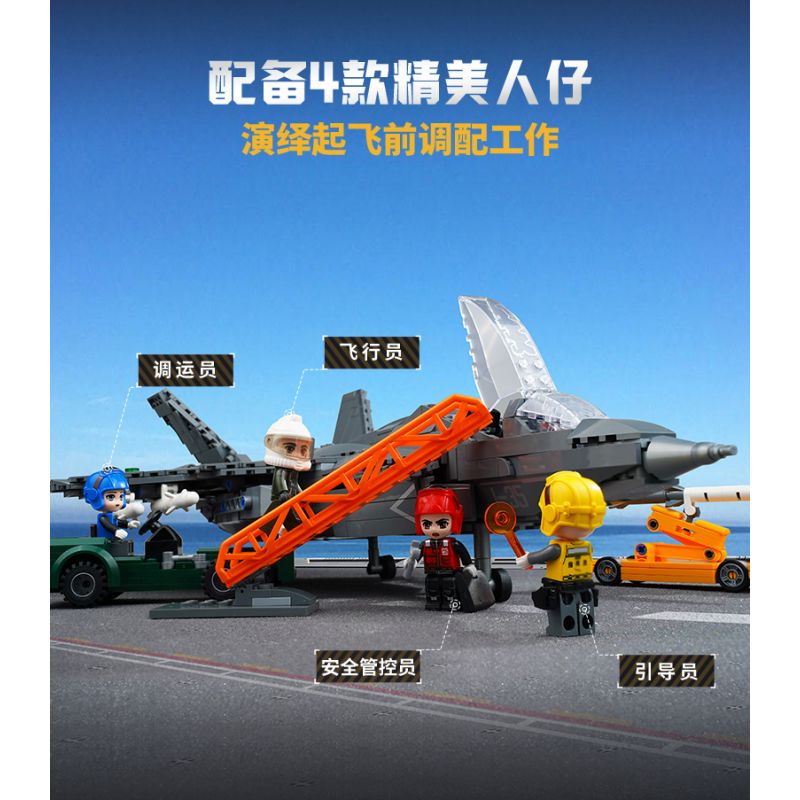 KEEPPLEY 23019 PHIÊN BẢN CƠ SỞ CỦA MÁY BAY CHIẾN ĐẤU TÀNG HÌNH J-35 tỷ lệ 1:36 bộ đồ chơi xếp lắp ráp ghép mô hình Military Army Quân Sự Bộ Đội 1877 khối