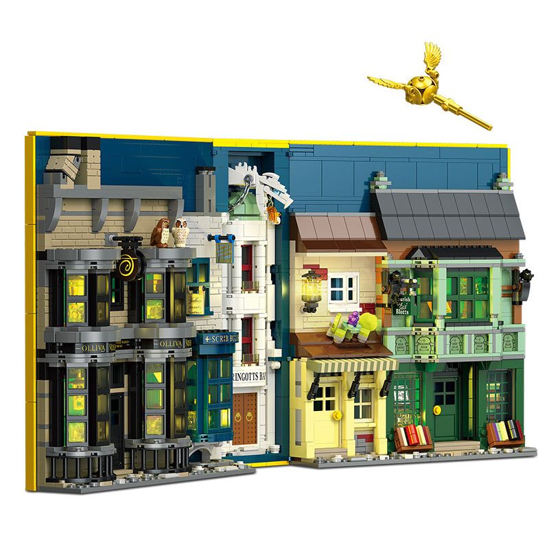 Lego JIESTAR JJ9058 Wizard World Monment：The Wand Shop & Wizard Books Xếp hình lắp ráp ghép mô hình Cuốn sách hẻm chéo kỳ diệu