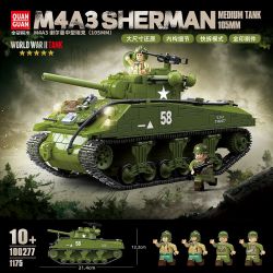 QuanGuan 100277 Quan Guan 100277 XE TĂNG HẠNG TRUNG M4A3 SHERMAN (105MM) bộ đồ chơi xếp lắp ráp ghép mô hình Military Army M4A3 SHERMAN MEDIUM TANK 105MM Quân Sự Bộ Đội 1175 khối