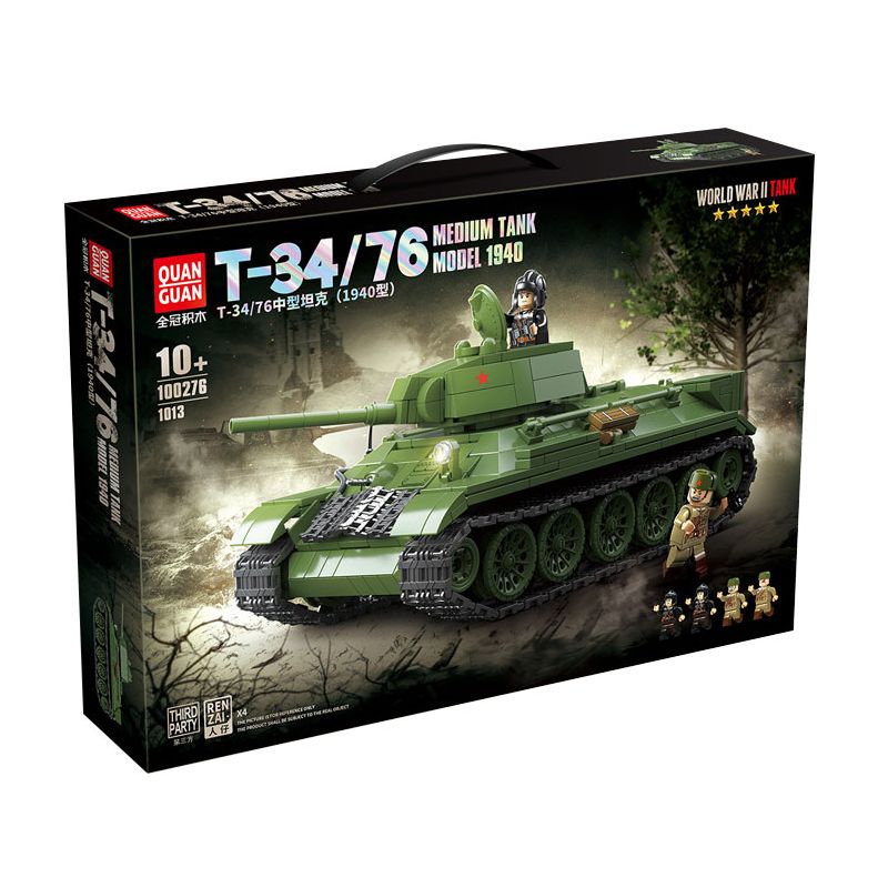QuanGuan 100276 Quan Guan 100276 XE TĂNG HẠNG TRUNG T34/76 (MODEL 1941) bộ đồ chơi xếp lắp ráp ghép mô hình Military Army Quân Sự Bộ Đội 943 khối