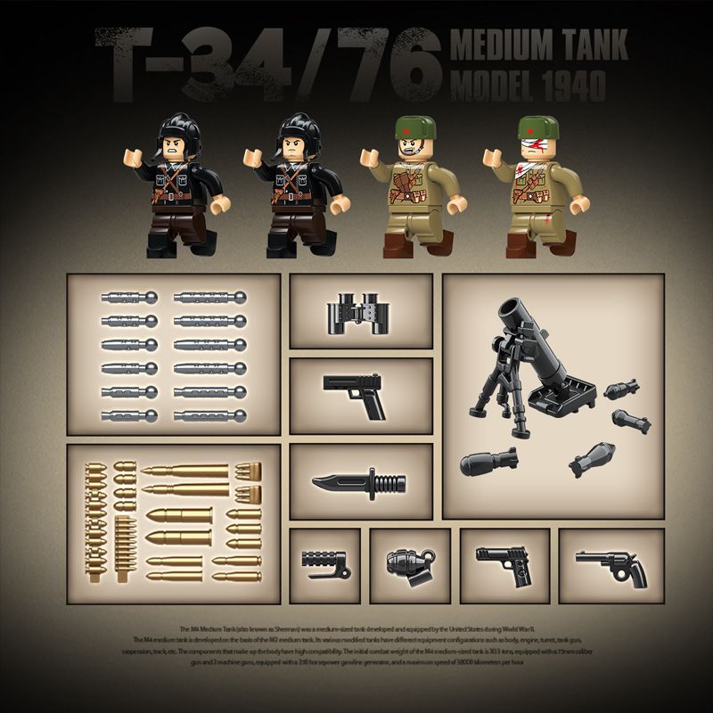 QuanGuan 100276 Quan Guan 100276 XE TĂNG HẠNG TRUNG T34/76 (MODEL 1941) bộ đồ chơi xếp lắp ráp ghép mô hình Military Army Quân Sự Bộ Đội 943 khối