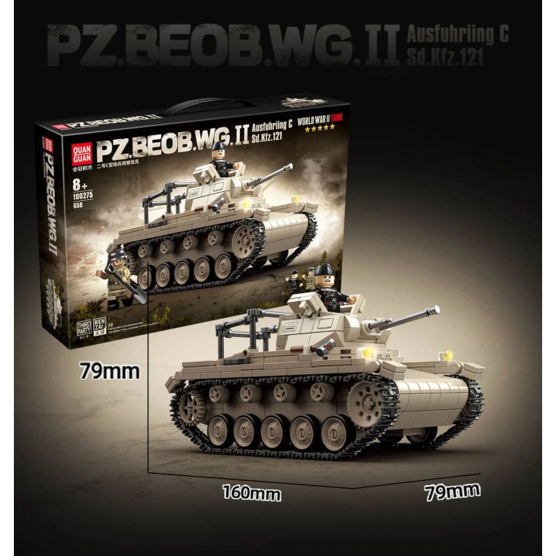 QuanGuan 100275 Quan Guan 100275 XE TĂNG QUAN SÁT PHÁO BINH LOẠI C bộ đồ chơi xếp lắp ráp ghép mô hình Military Army PZ.BEOB.WG.II Quân Sự Bộ Đội 858 khối