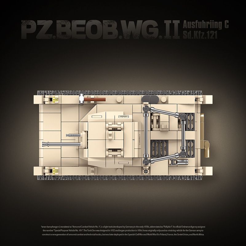 QuanGuan 100275 Quan Guan 100275 XE TĂNG QUAN SÁT PHÁO BINH LOẠI C bộ đồ chơi xếp lắp ráp ghép mô hình Military Army PZ.BEOB.WG.II Quân Sự Bộ Đội 858 khối