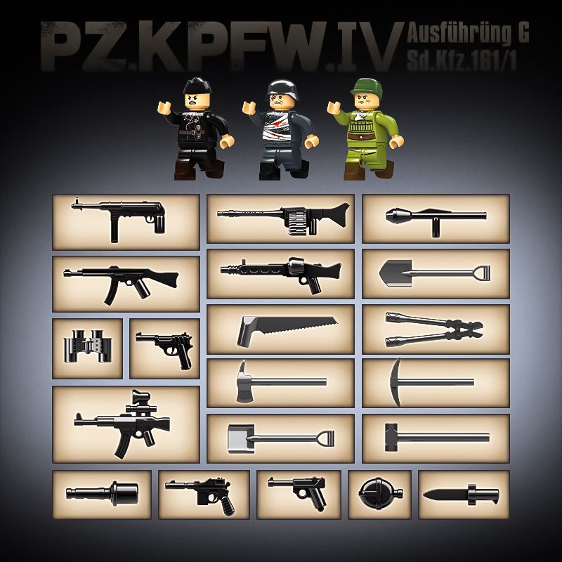 QuanGuan 100251 Quan Guan 100251 THIẾT GIÁP IV LOẠI bộ đồ chơi xếp lắp ráp ghép mô hình Military Army PZ.KPFW.IV Quân Sự Bộ Đội 985 khối