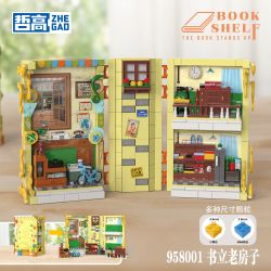 ZHEGAO 958001 NHÀ CŨ bộ đồ chơi xếp lắp ráp ghép mô hình BOOK SHELF THE OLD HOUSE 882 khối